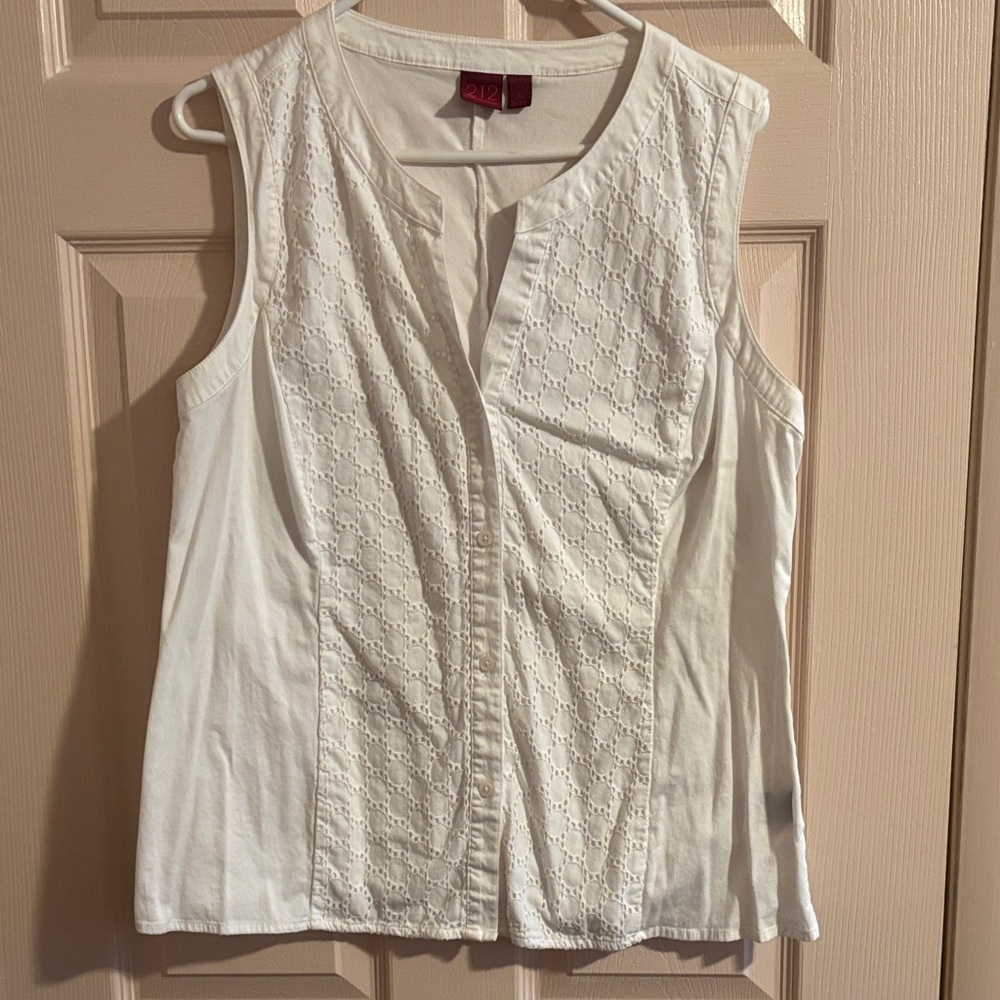 212 Collection Cream Sleeveless Blouse